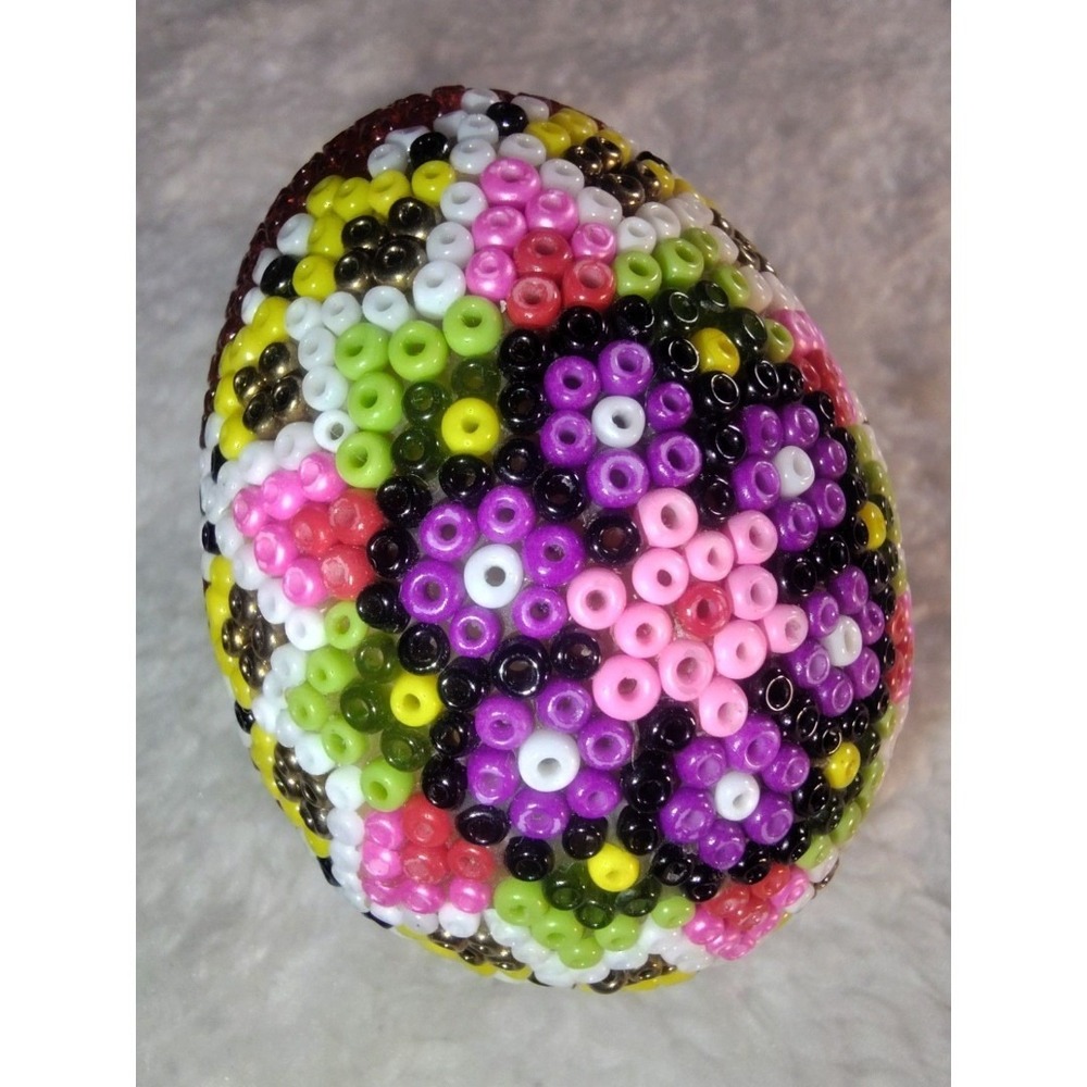 Romanian Colorful Easter Beaded Mosaic Egg (No Missing Beads)